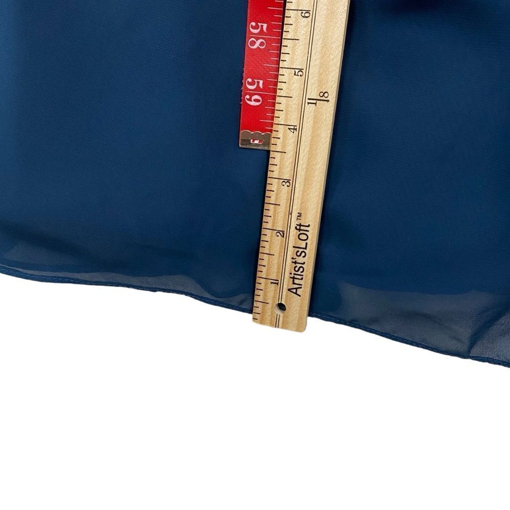 Azazie Libby A-Line Scoop Sequins Chiffon Dress Sz 20 Dark Navy Wedding - Picture 13 of 16